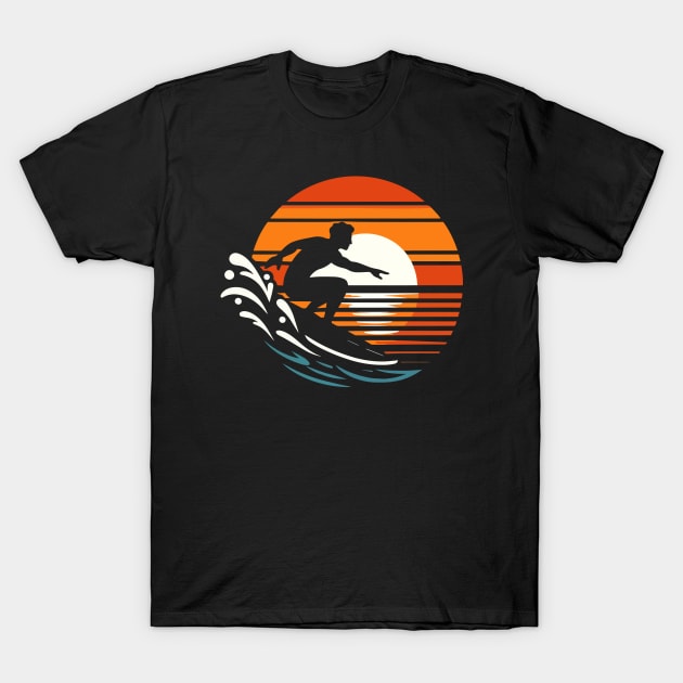 Surfing at sunset vintage retro T-Shirt by Mpd Art